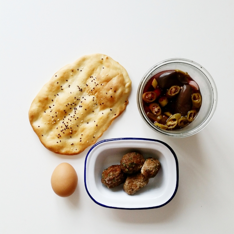 Kofta, Pickles and Naan.