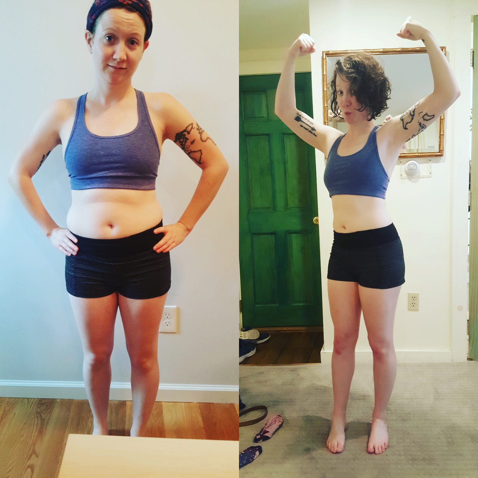 FYI I'd just eaten a giant grilled cheese sandwich, a bag of Doritos, and was sucking it in for the After Shot but YAY GO ME I AM STILL UNHEALTHY AF.