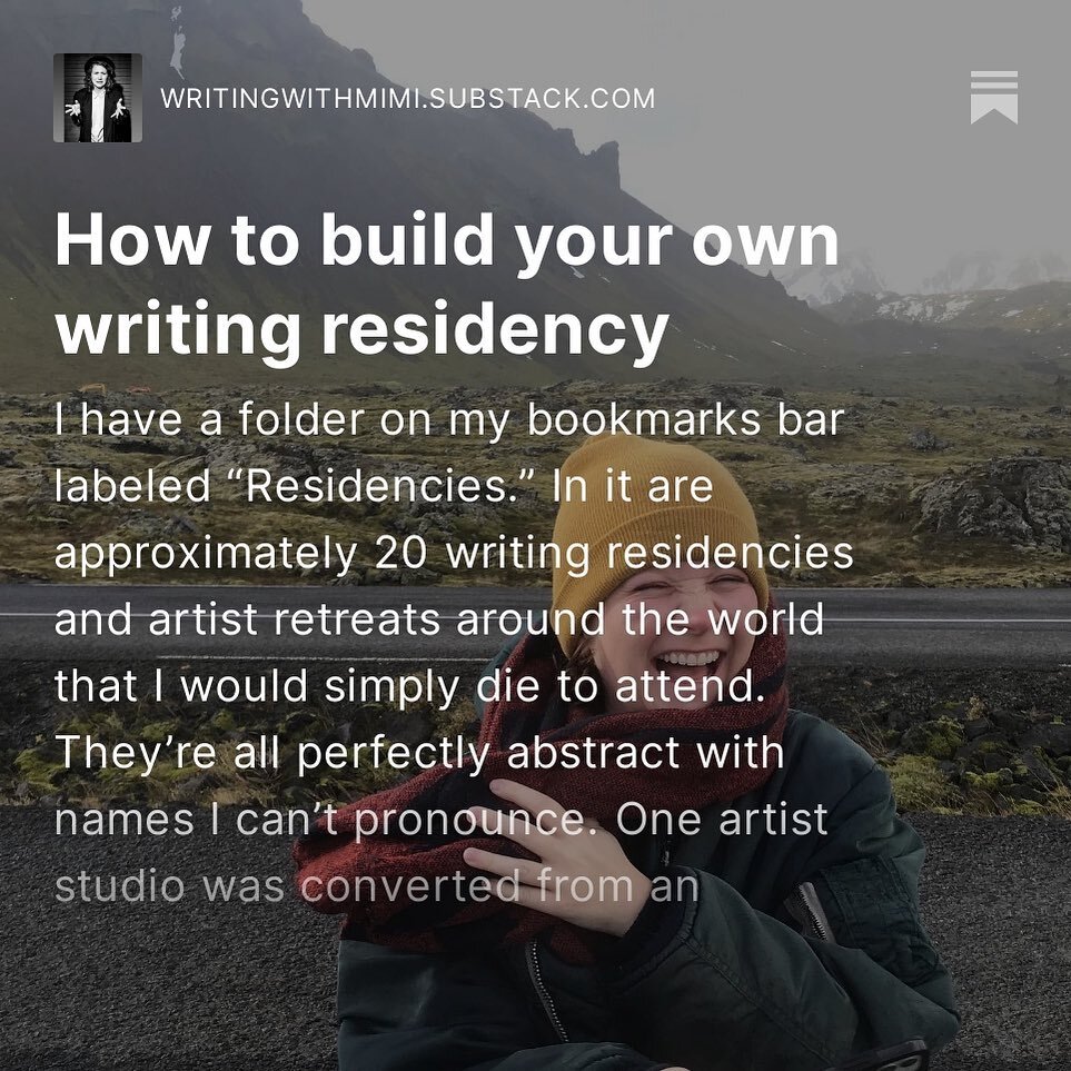 In this week&rsquo;s newsletter I&rsquo;m giving you a few sneaky tips to make your own writing residency&hellip;link in zee bio to sign up! 🙏