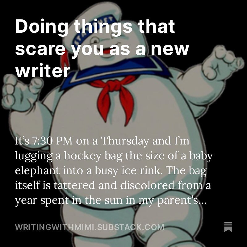 This week on the NEWSLETTER 😬 Can you do things that scare you as a writer??? Can I remember how to play ice hockey??? 
.
Subscribe as a free or paid member of my Substack to find out!