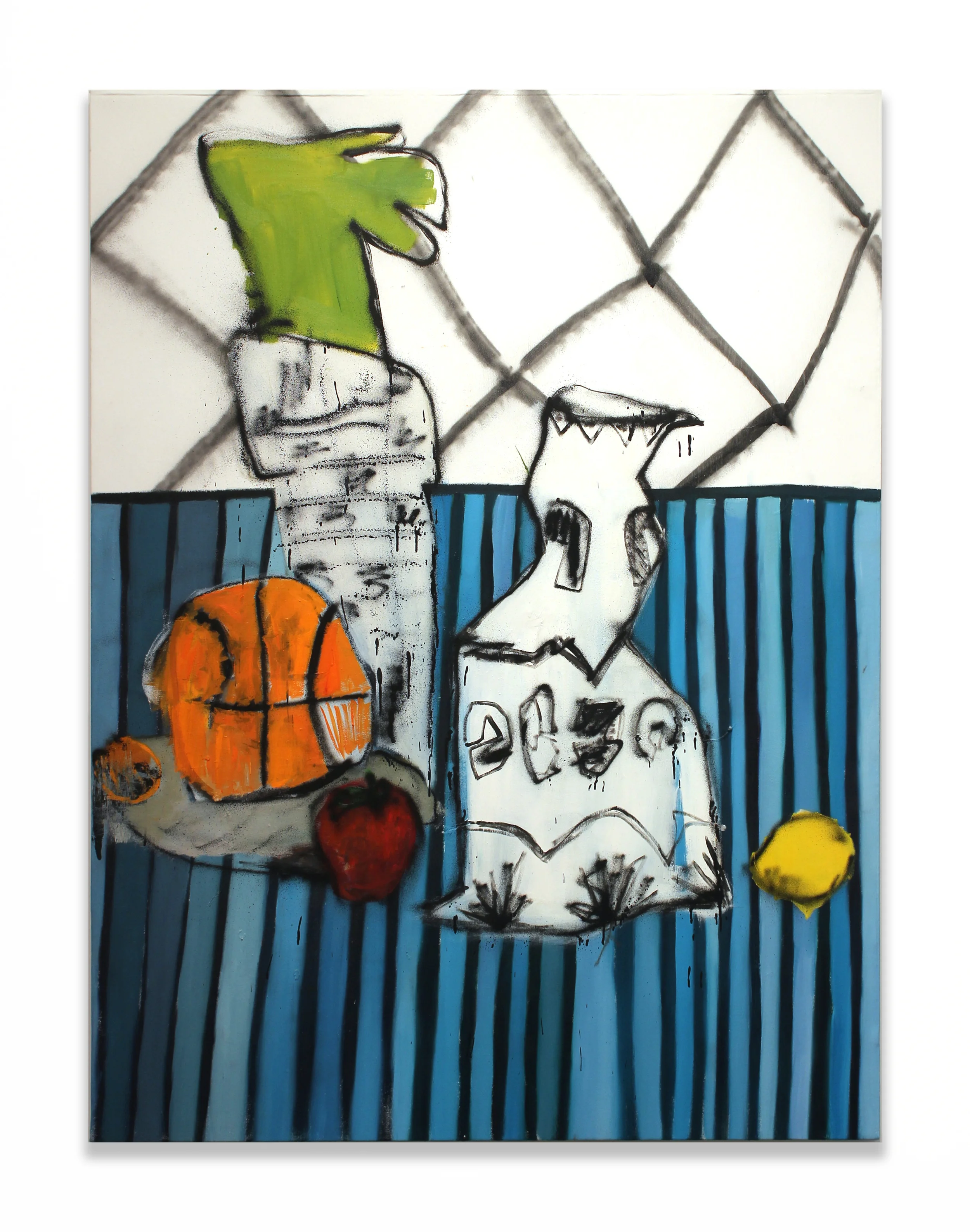 Still Life with Basketball, Vase, and Plant