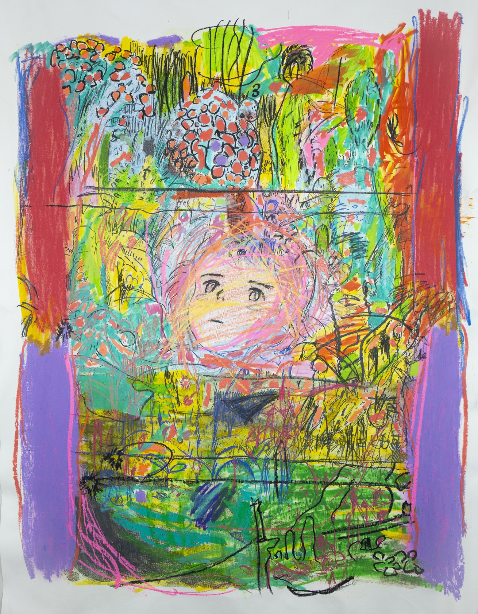  Child at 3  58” x 72”  Oil, acrylic, color pencil, photograph on canvas 