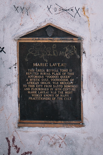 Marker on Marie Laveau's Tomb