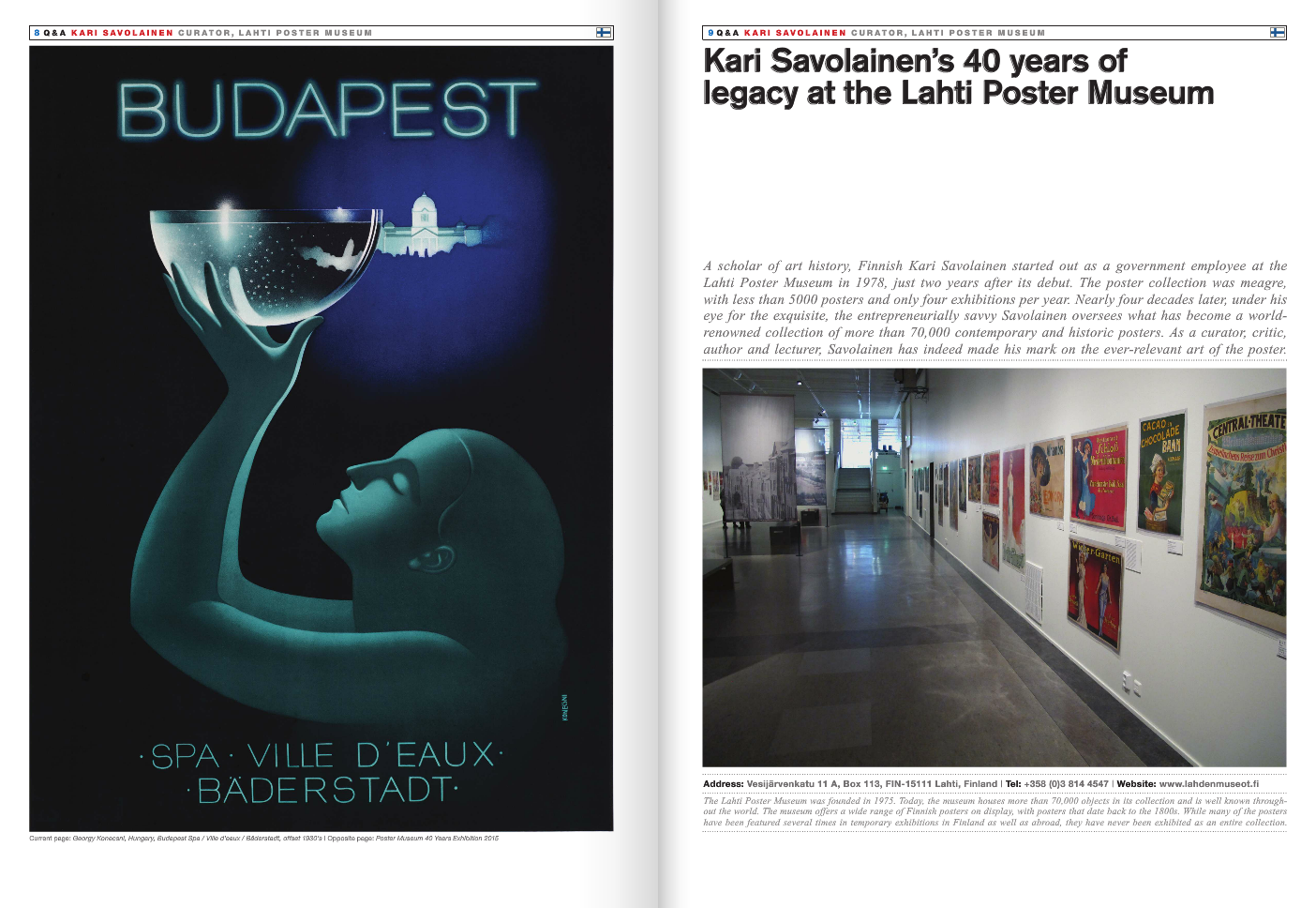 Colorful vintage poster advertising Budapest, Hungary, featuring a woman holding a glass with the Hungarian Parliament building reflected inside it, with neon-style text reading 'BUDAPEST' and locations 'SPA VILLE D'EAUX BADERSTADT'.