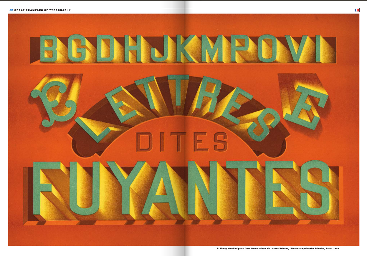 Colorful 3D vintage poster with large bold letters spelling a message in French, with a warm orange background and shadow effects.