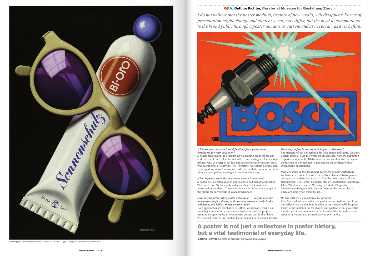 Photograph of a poster showing a tube of Bi-Oro toothpaste with sunglasses, a small purple spherical object, and a larger purple glass sphere. The poster has the words "Sonnenschutz" written on the tube and features a copyright note from 1941.