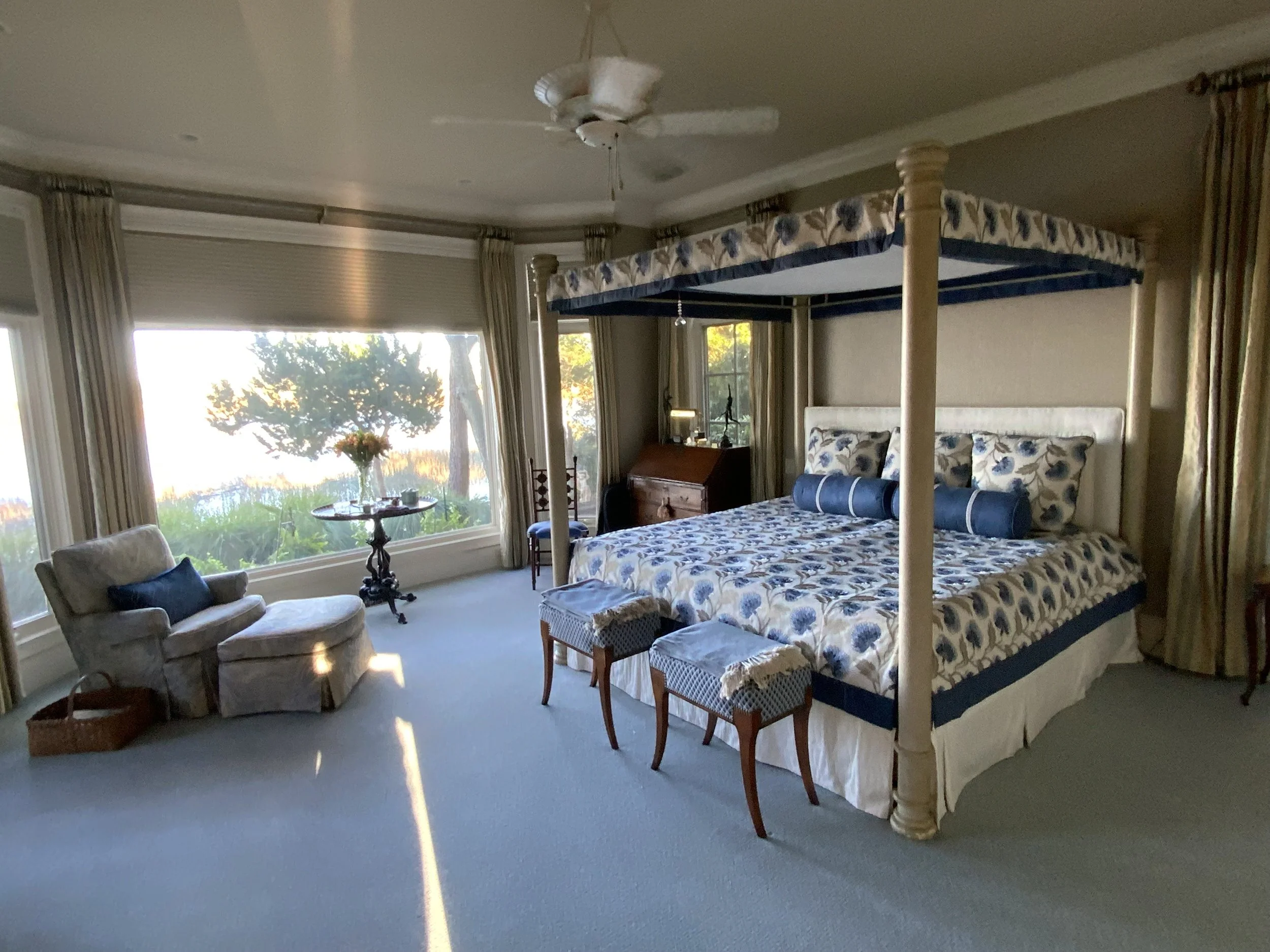  Custom bedding, pillows, canopy, and bed skirt designed and fabricated by Savannah Window Fashions 