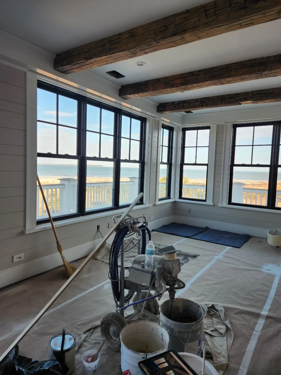  look closely! these windows were designed with pockets to accommodate motorized Roman shades. 