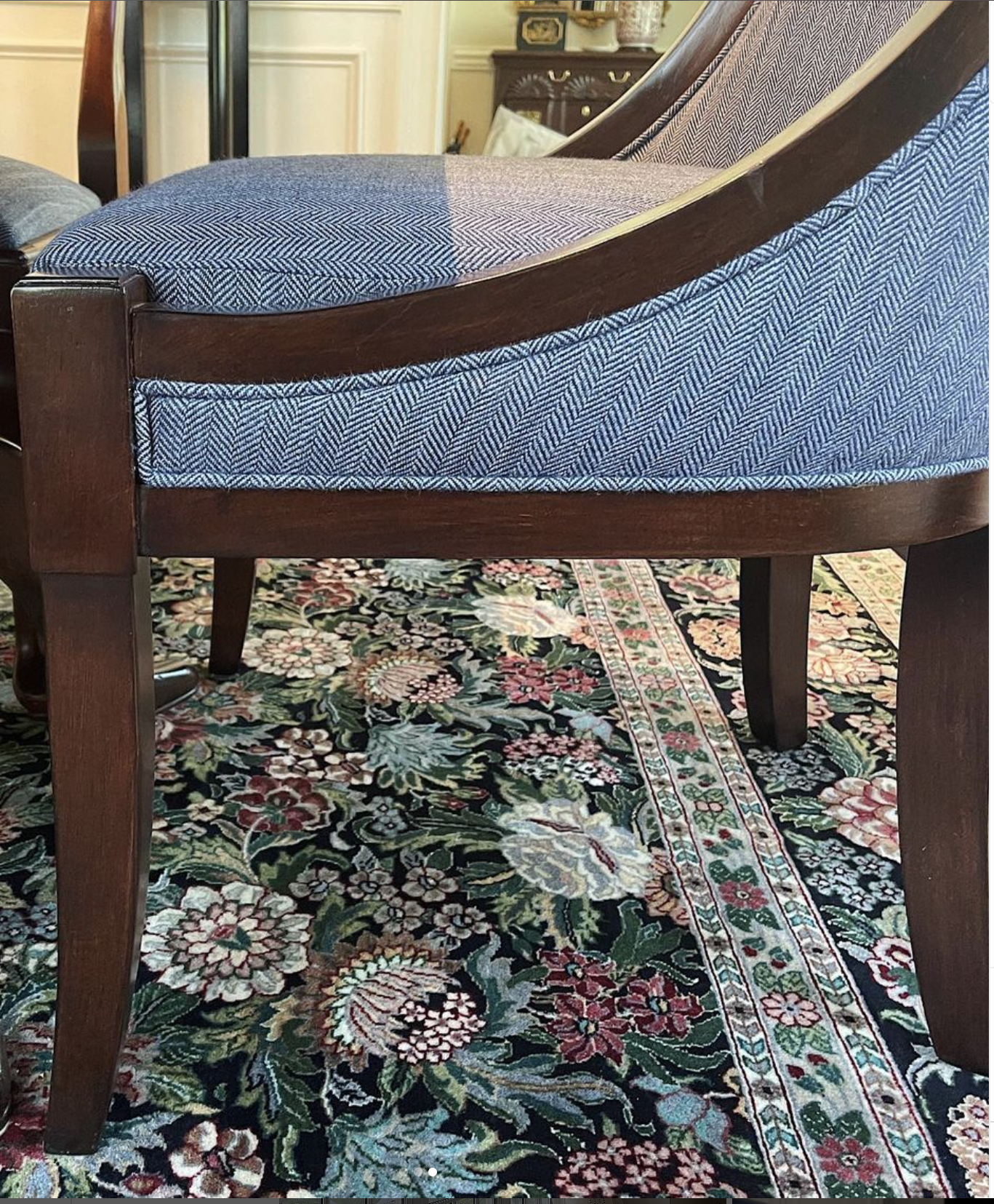 Reupholstery can breathe new life into existing furnishings. designed by Tennyson Studio.