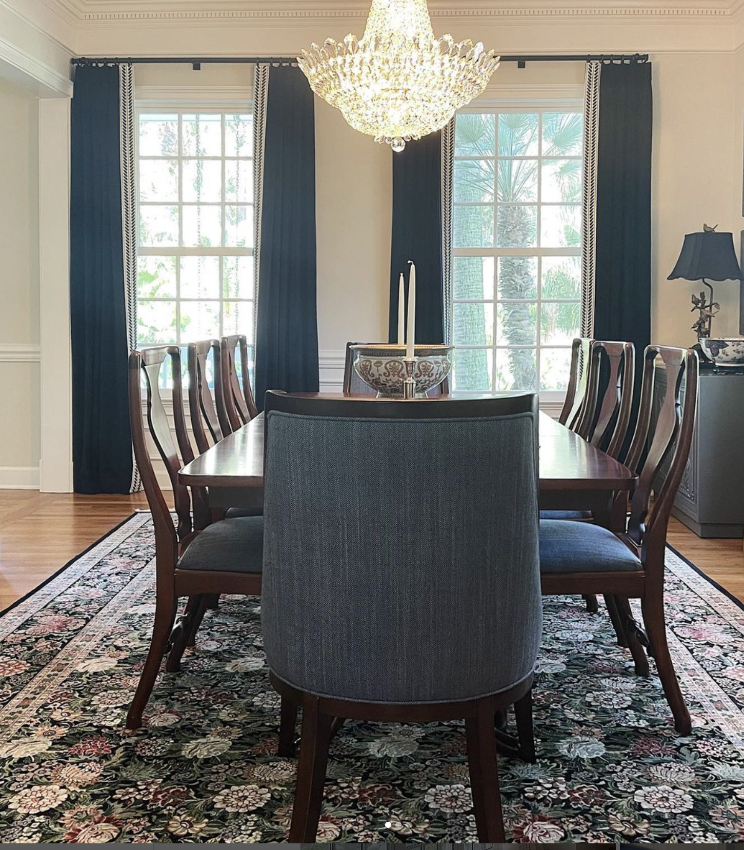 designed by tennyson studio, featuring custom drapes and upholstery.