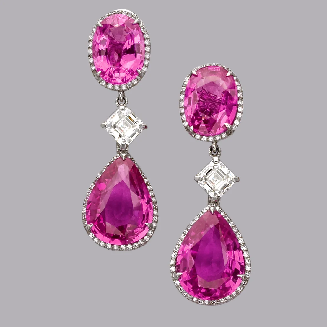 2nd Place 2007 Spectrum Award, Classic Jewelry Division 25ct Pink Sapphire and Diamond earings