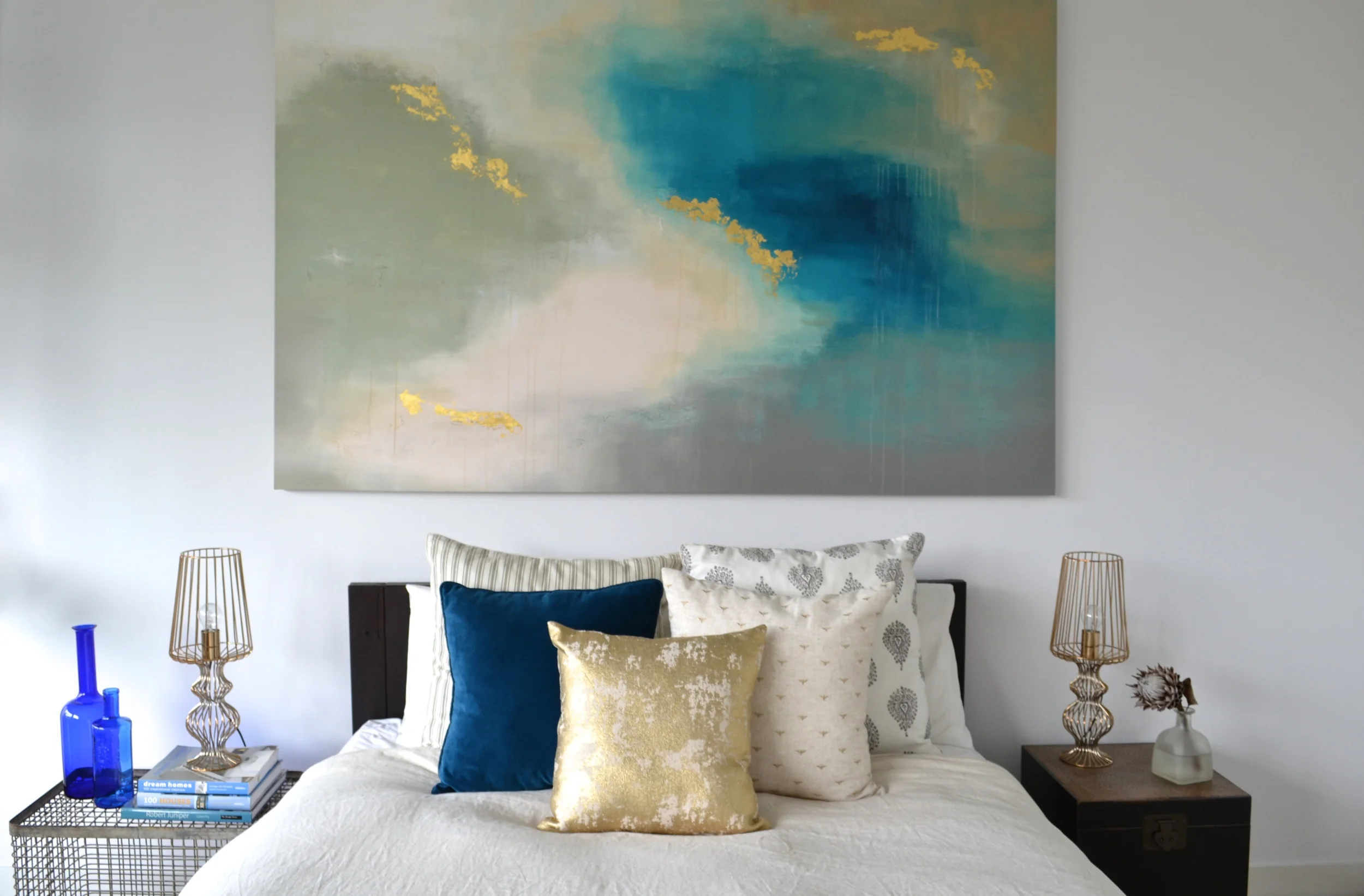 Bird's Eye View II , acrylic and 23 karat gold leaf on canvas H 130 x W 200 cm $5 900 