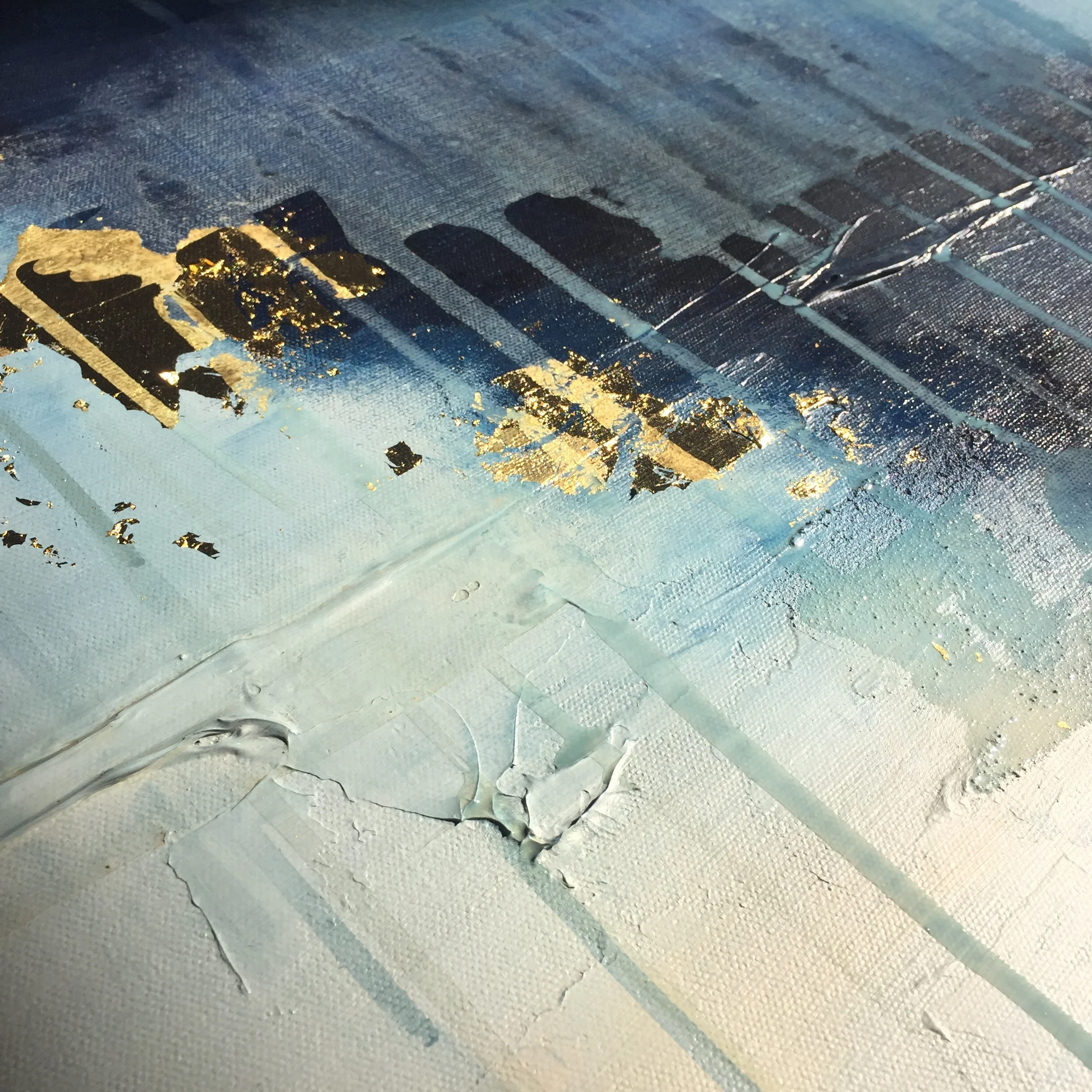 Step 2 - Another work in progress shot sent to a client after applying gold leaf