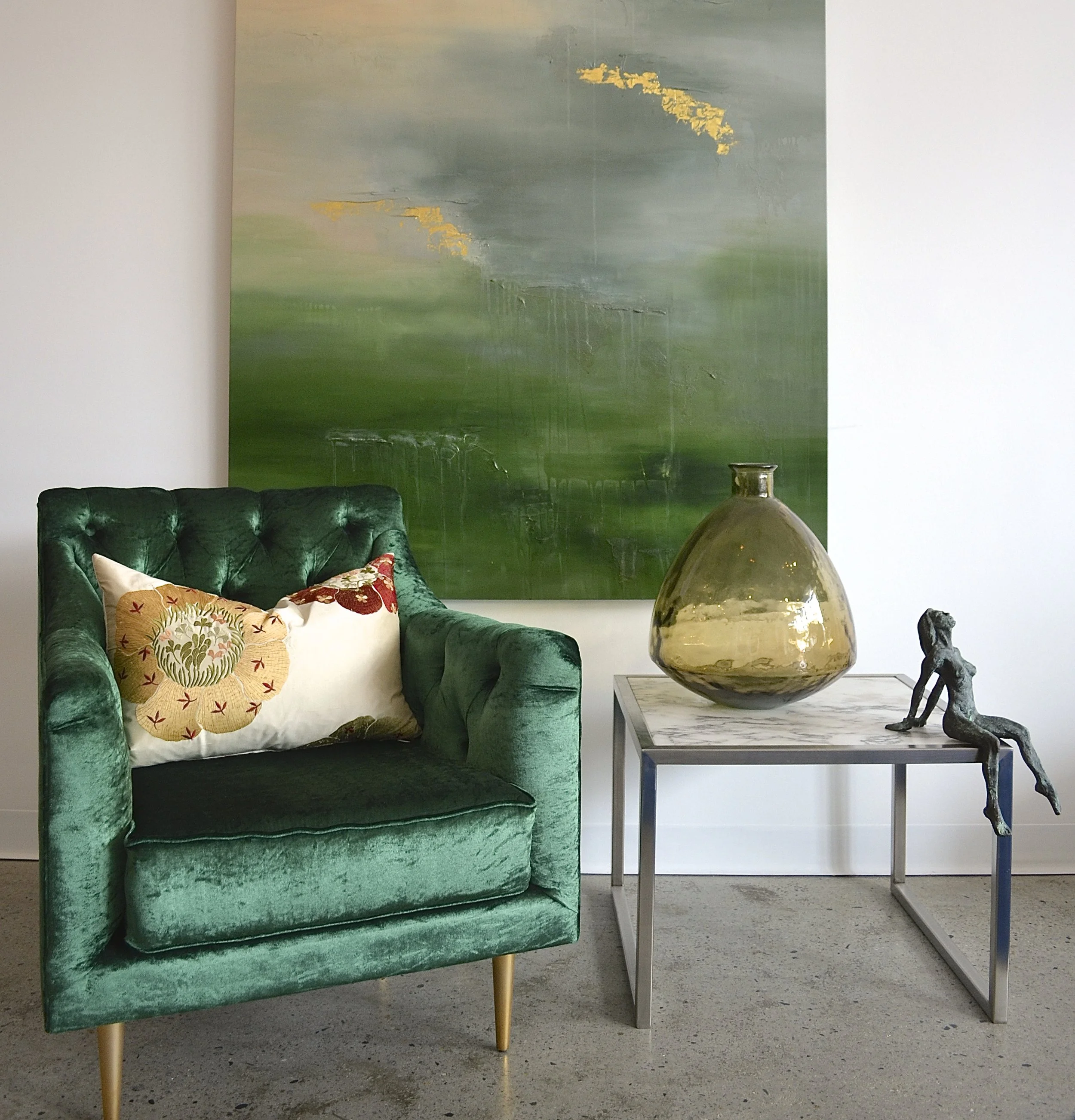 'Misty view from above' 195 x 125 cm acrylic and 23 karat gold leaf on canvas