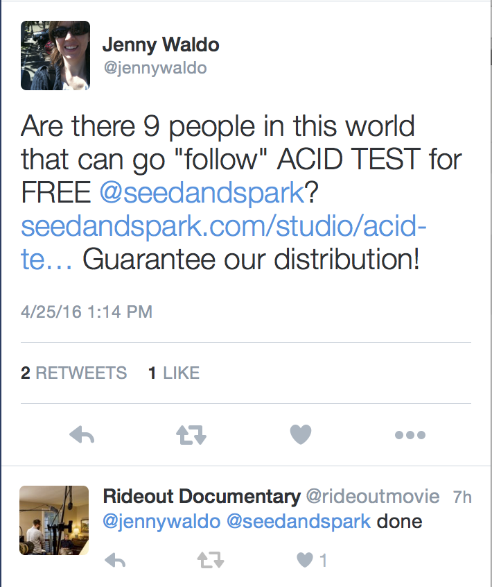 It took me less than a minute to become a "follower" of this project. Seed & Spark is doing some very cool stuff for film makers.