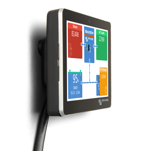 Victron Energy accessories including Lynx Power In 1000, Cerbo GX, battery monitor, and connectors for off-grid solar systems.