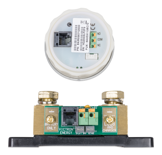 Victron Energy accessories including Lynx Power In 1000, Cerbo GX, battery monitor, and connectors for off-grid solar systems.
