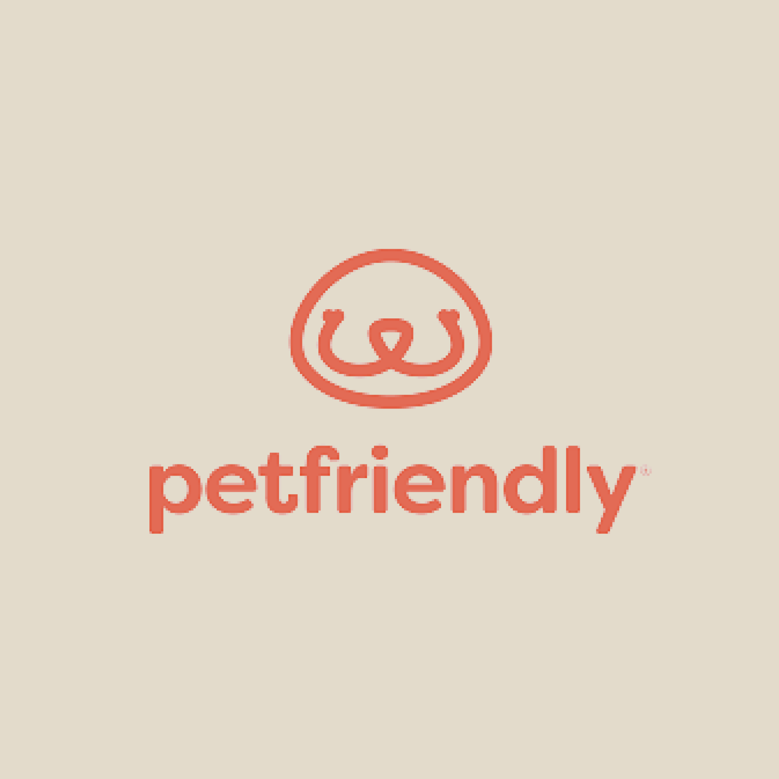 Petfriendly logo with stylized animal face and text.