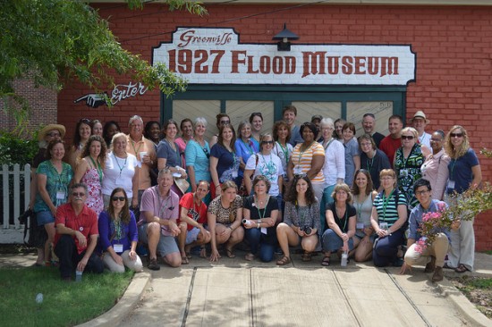 Participants and staff of the June, 2014 Most Southern Place workshop stopped for a photo at the 1927 Flood Museum in Greenville.