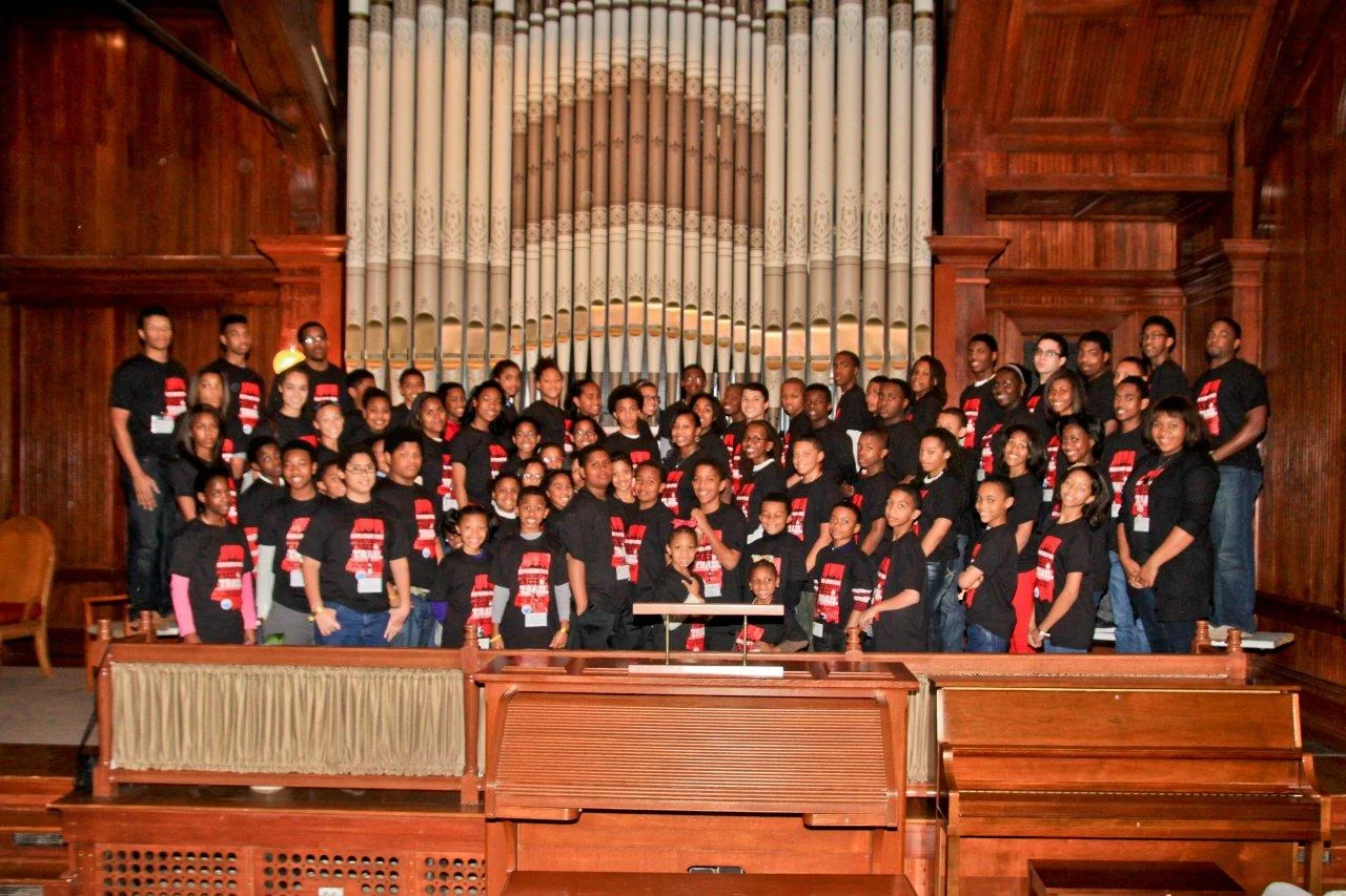PHOTO: The students on the Jack and Jill tour, in the chapel at Tugaloo College in Jackson. Photo by Joli Cooper.