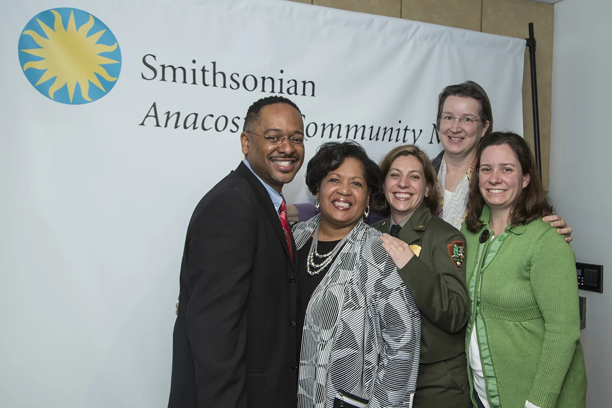 Dr. Rolando Herts had the pleasure of introducing Reena Evers to National Park Service representatives Maggie Tyler, Martha Raymond, and Kathleen Durcan, all of whom work with the National Heritage Areas Program. (Photo courtesy of Smithsonian Institution)