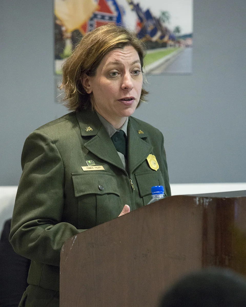 Maggie Tyler, Program Manager for National Heritage Areas with the National Park Service Southeast Region, speaks about the National Park Service Centennial’s emphasis on creating the next generation of park goers and engaging historically underrepresented communities. All 49 Congressionally-designated National Heritage Areas are designed to tell nationally significant stories that celebrate diverse cultural heritage through partnerships, collaboration, and community engagement. (Photo courtesy of Smithsonian Institution)