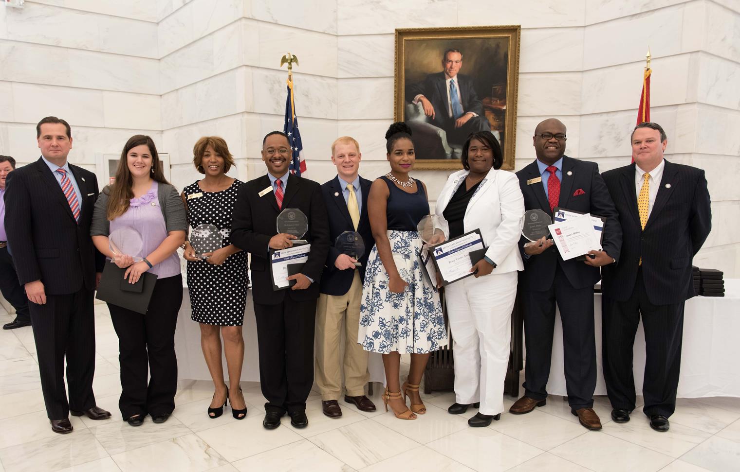Pictured (left to right): Chris Masingill of Delta Regional Authority, Lane Riley of Shaw, Shellie Michael of Jackson, Dr. Rolando Herts of Delta State University, Joshua Bower of Jackson, Amanda Allen of Clarksdale, Tracy Ausberry of Clarksdale, Jessie Whitley of Greenville, and Mike Marshall of Delta Regional Authority.