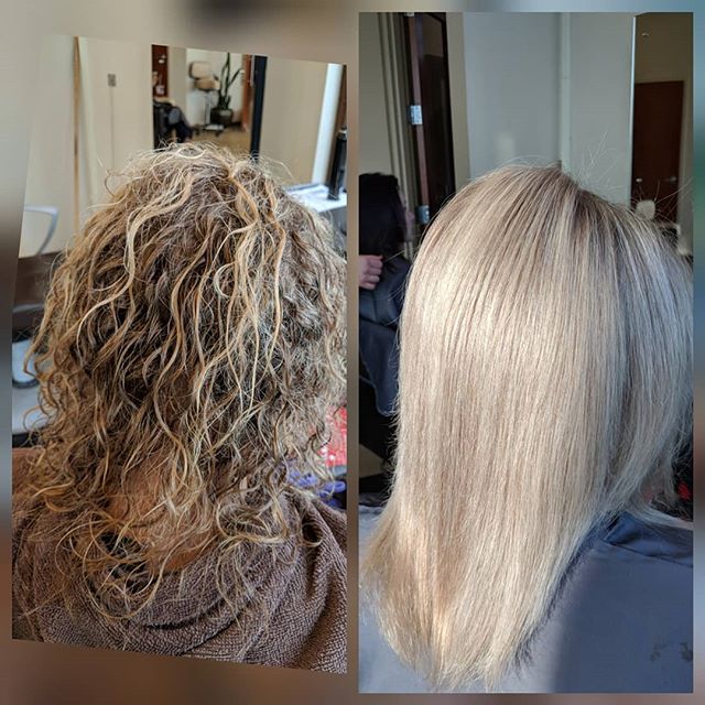 A nice Keritin Express treatment for this lady. Now she will have 6 weeks of frizz free hair💚💛🧡super fast to blowdry now for her
.
.
.
#keritincomplexblowout #keritinexpress #olaplex