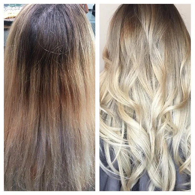 Color corrections can be tough and time consuming, but totally worth the hard work! Beautiful milky blonde 😍😍😍 #wella #wellaeducation #reneefurterer #blondor #blondorclub #blondorwella #blondehighlights #hair #highlights #modernsalon #americansalo