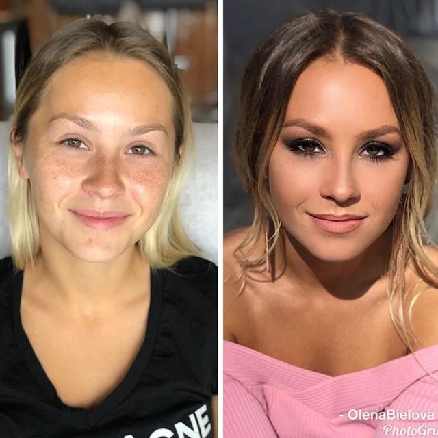 Power of makeup from Baby Face to Sexy Baby face. Awesome day of photography.  I used soft warm tones of shadows @doseofcolors and a lot of liquid bronzer @iconic.london .
. 
Сила макияжа🥰 
Потрясающий день фотосьемки.  Я использовала мягкие теплые 