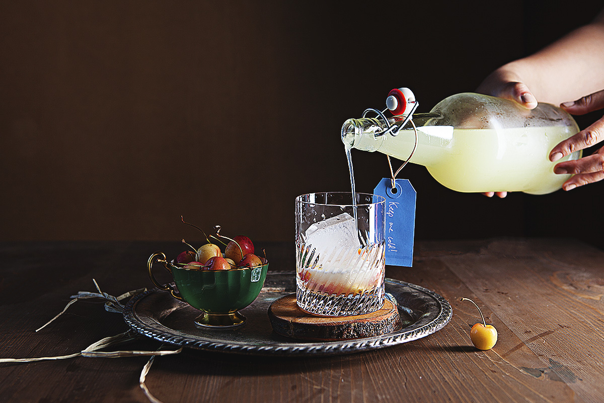 Dickie's Ginger with macerated Rainier cherries. Photo courtesy of Issha Marie & Bread and Butter Magazine .