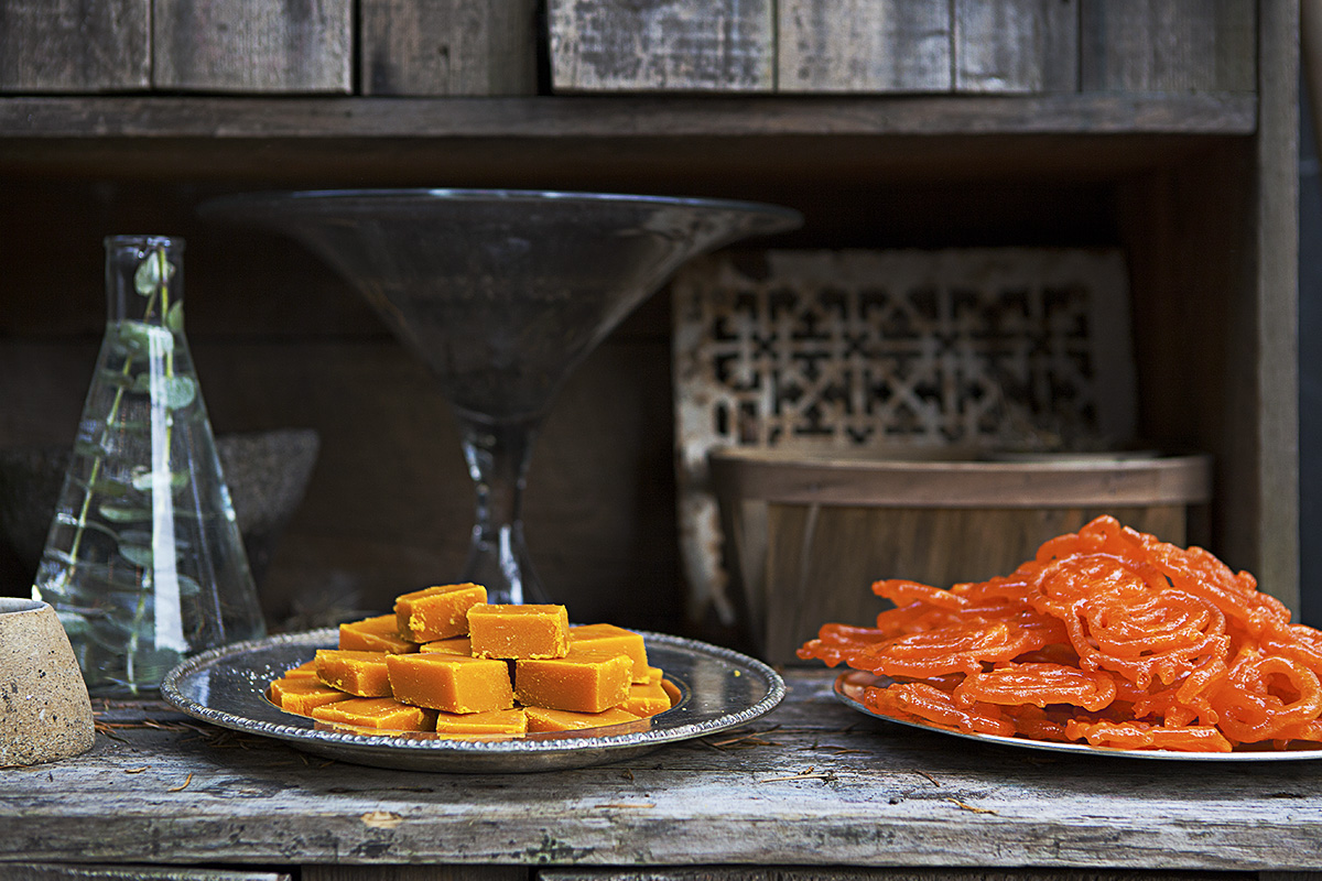 A variety of Indian sweets were laid out for guests to enjoy.
