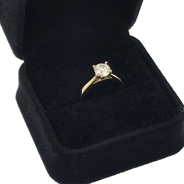 A beautiful custom made yellow gold solitaire ring. @diamondsbydal