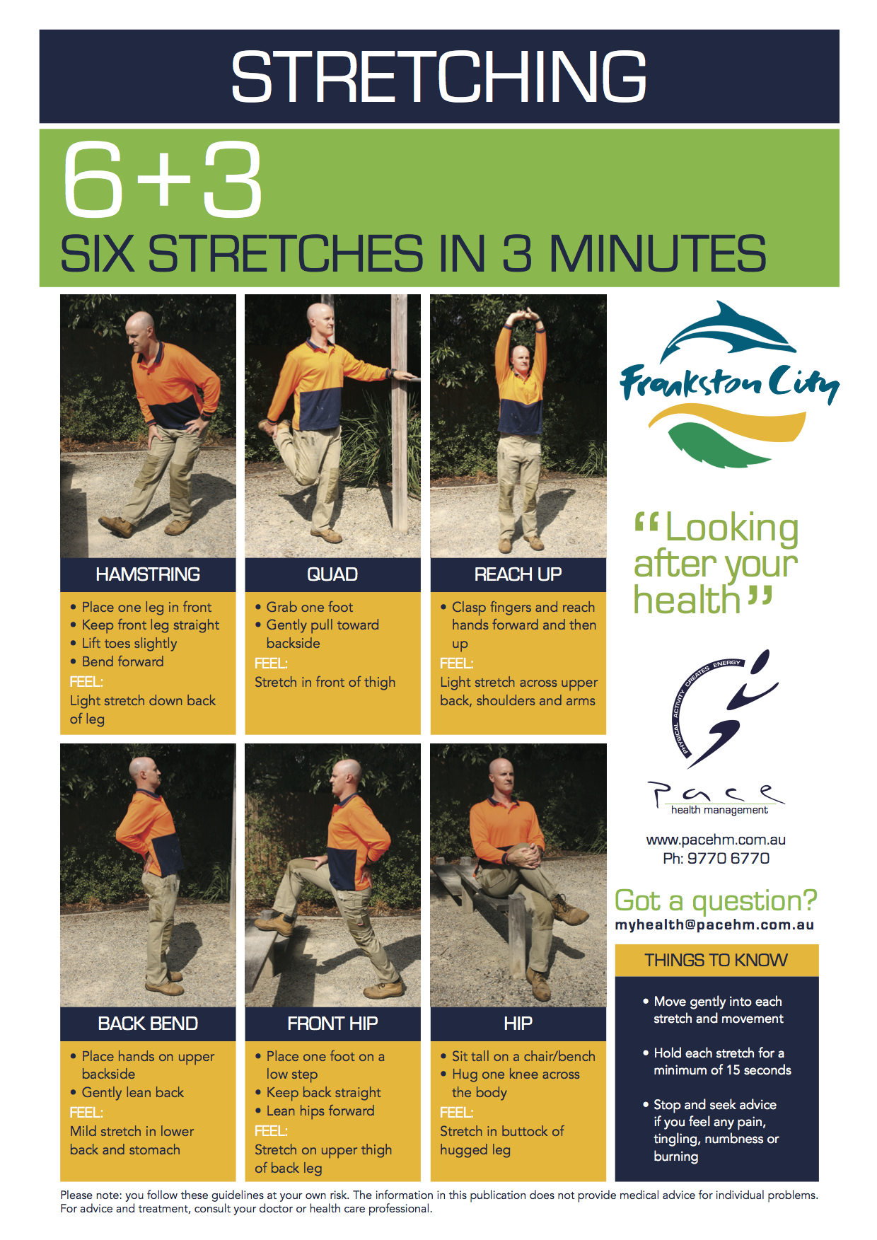 An example of a work ready stretching routine!