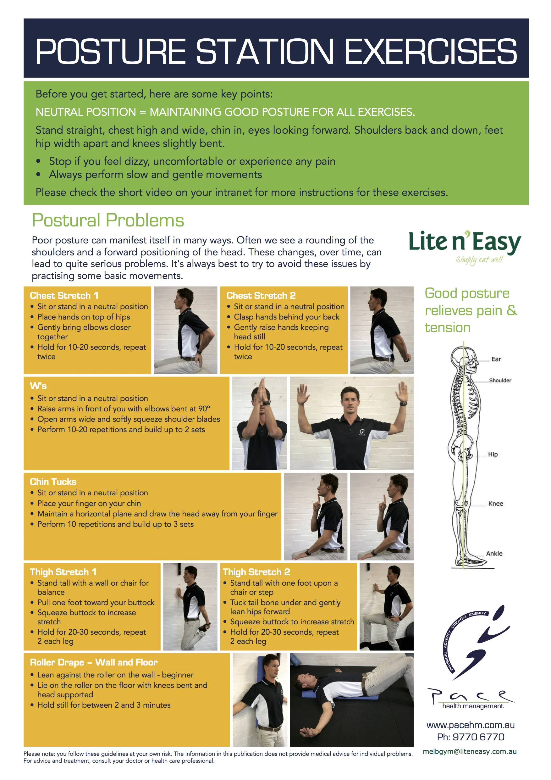 The Posture Station teaches your workforce how to optimise posture to reduce spinal strain, improve concentration and minimise discomfort