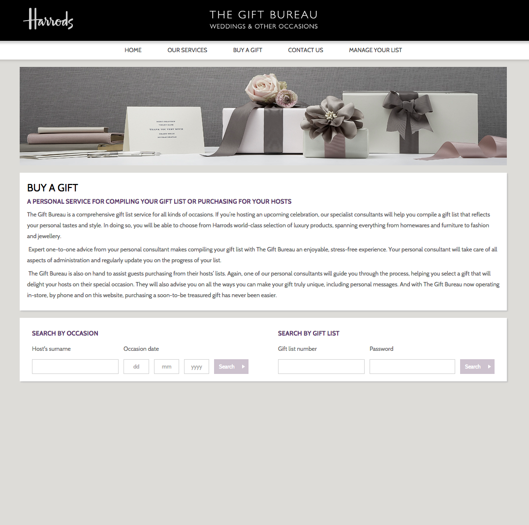 STUDIO 21 | HARRODS GIFT BUREAU WEBSITE