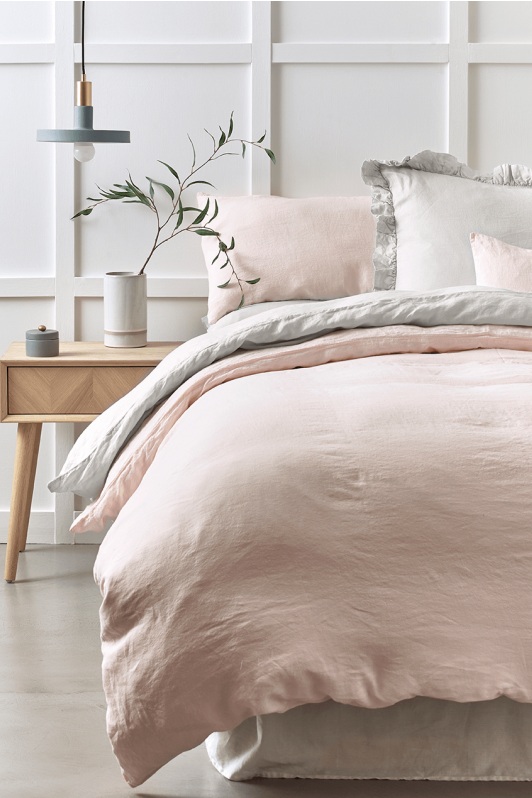 Cox &amp; Cox, Rustic Washed Linen Bedding, Soft Blush, from £40.00