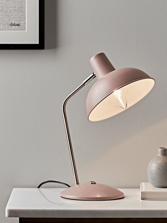 Cox &amp; Cox, Blush &amp; Brass Desk Lamp, £60.00