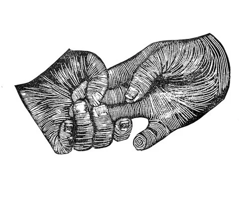Linocut: Hands