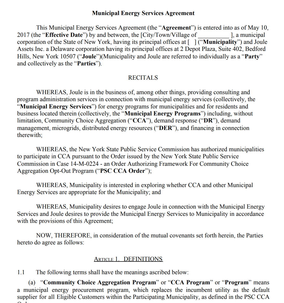 5. Municipal Energy Services Agreement
