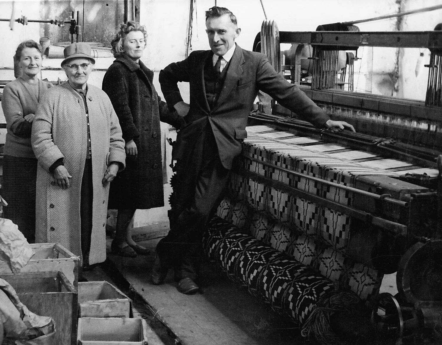 Dad with visitors to the mill