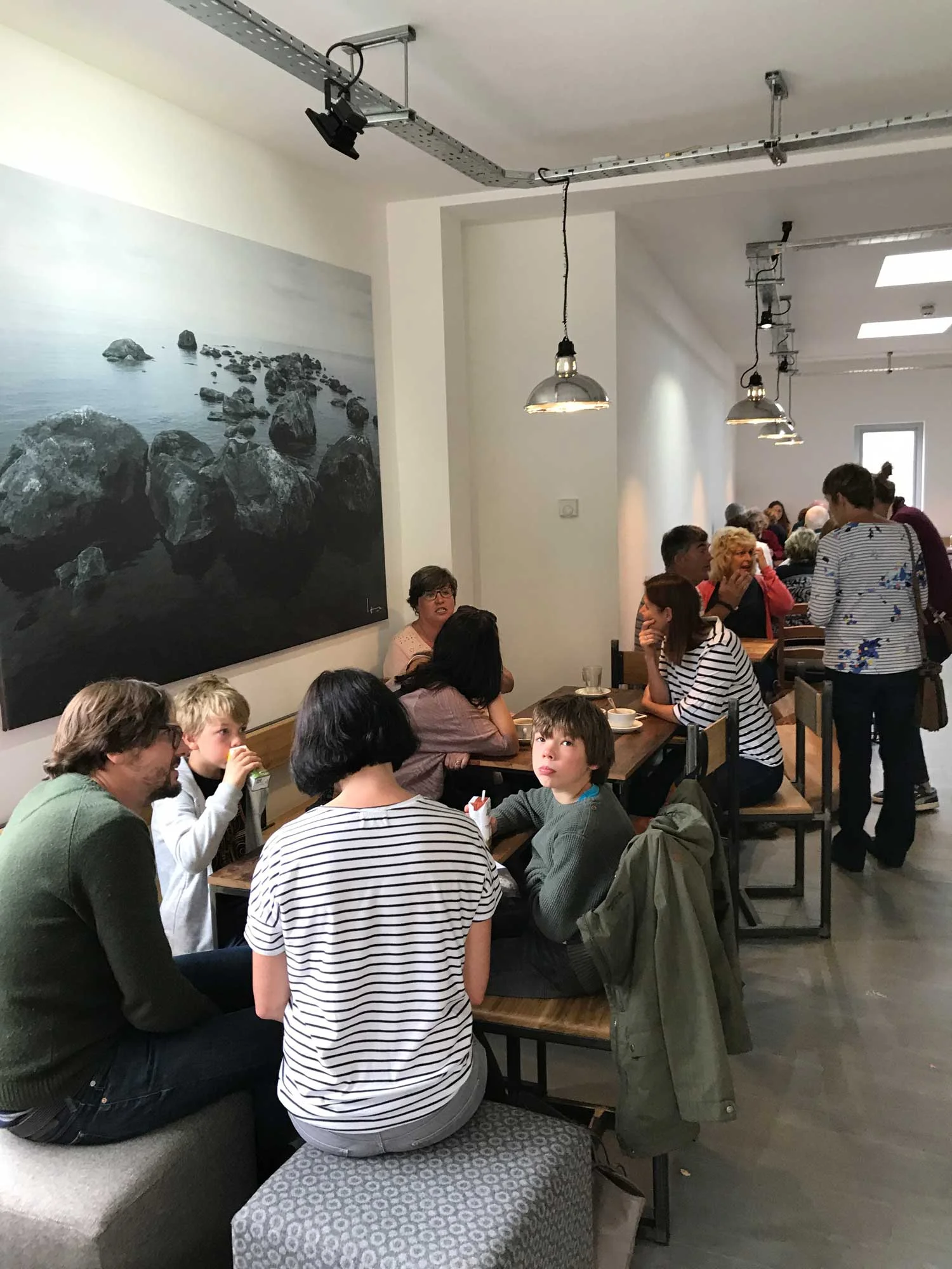 shoppers relaxing in the new cafe