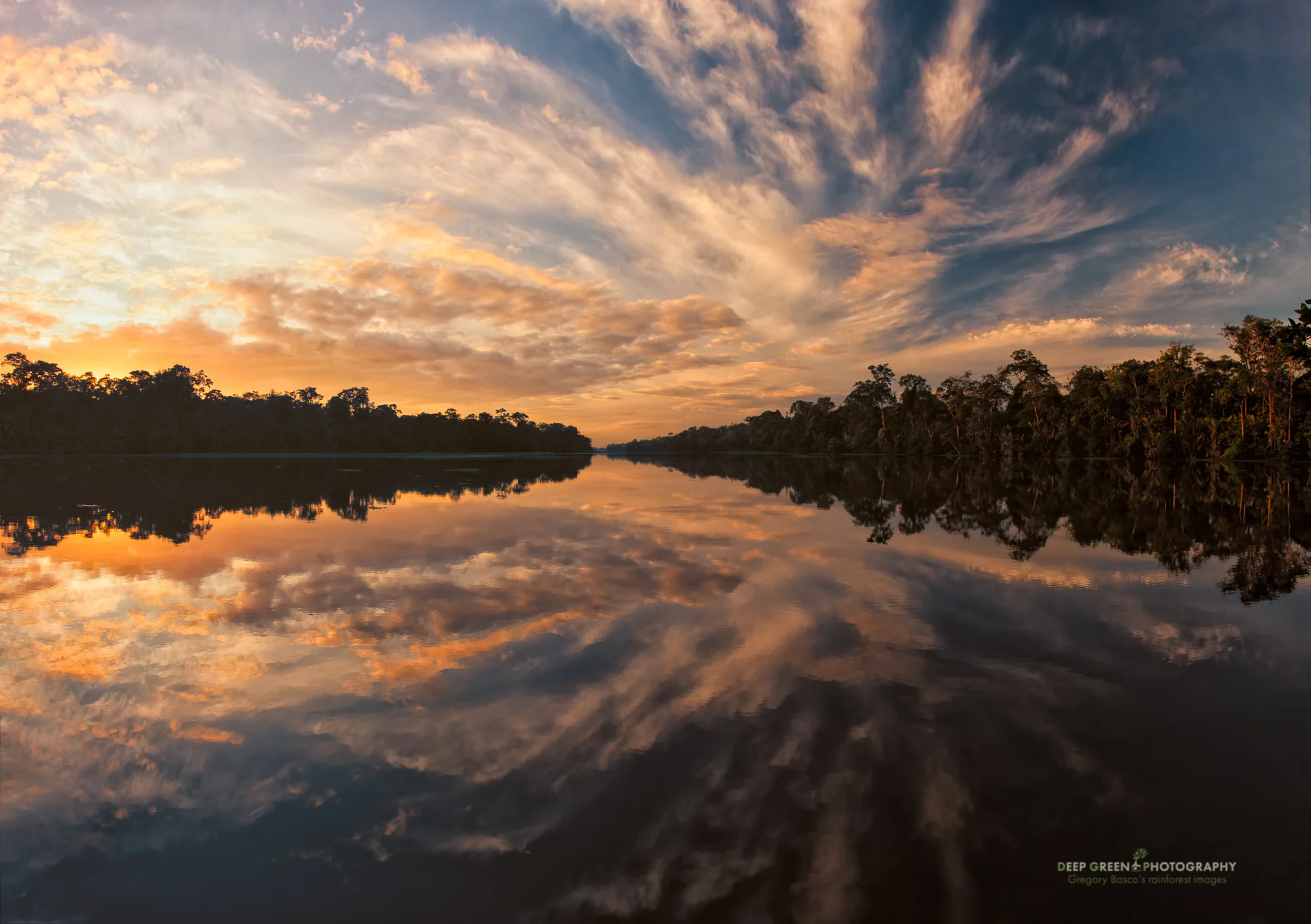 sunrise over a lagoon in Tortuguero National Park