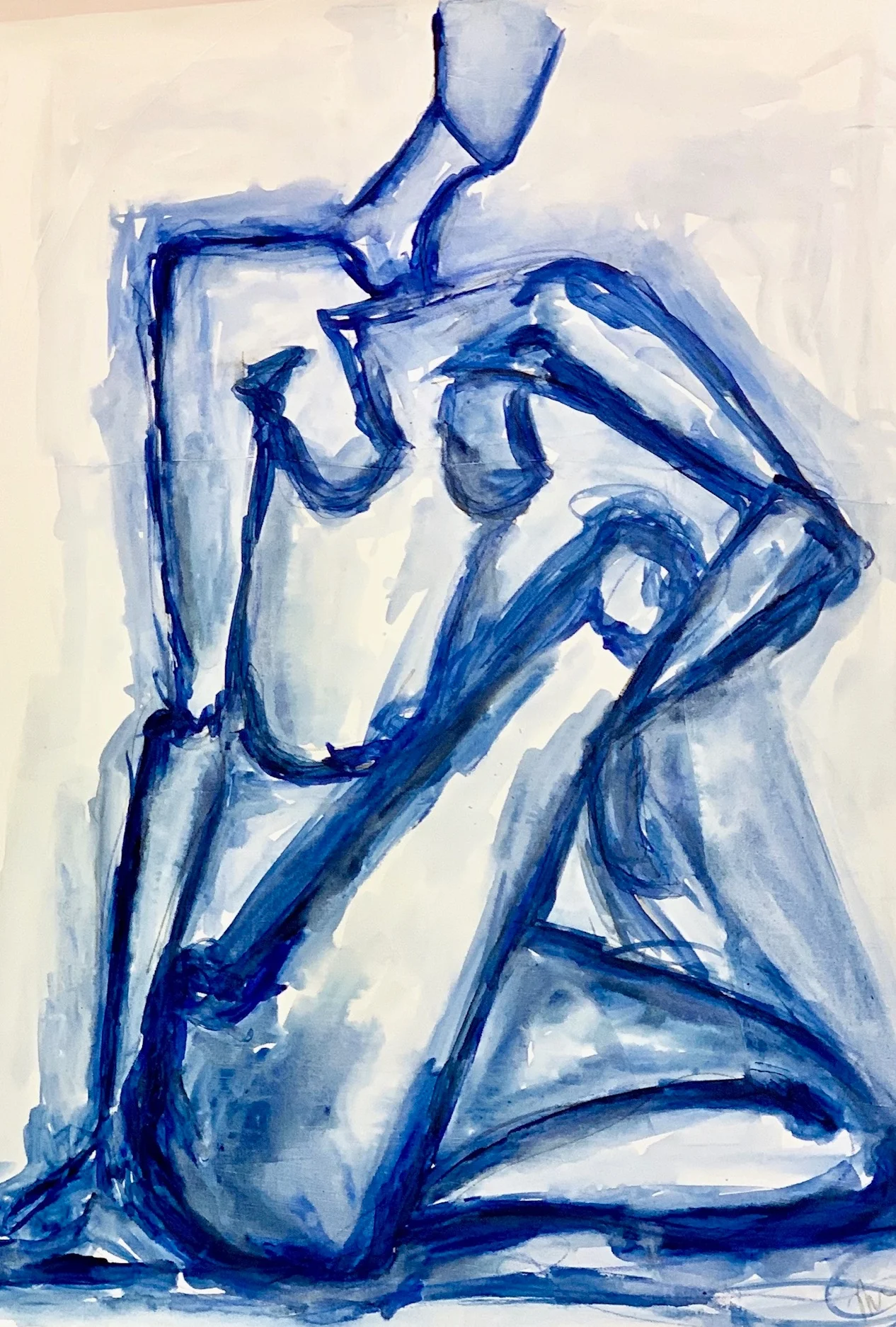 Blue Figure on White