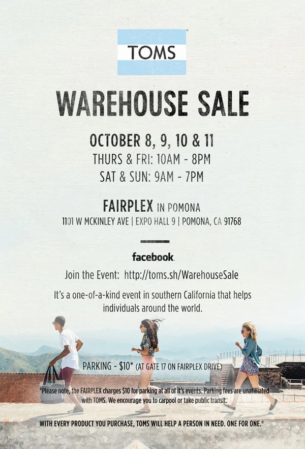 TOMS Warehouse Sale - Pomona, CA