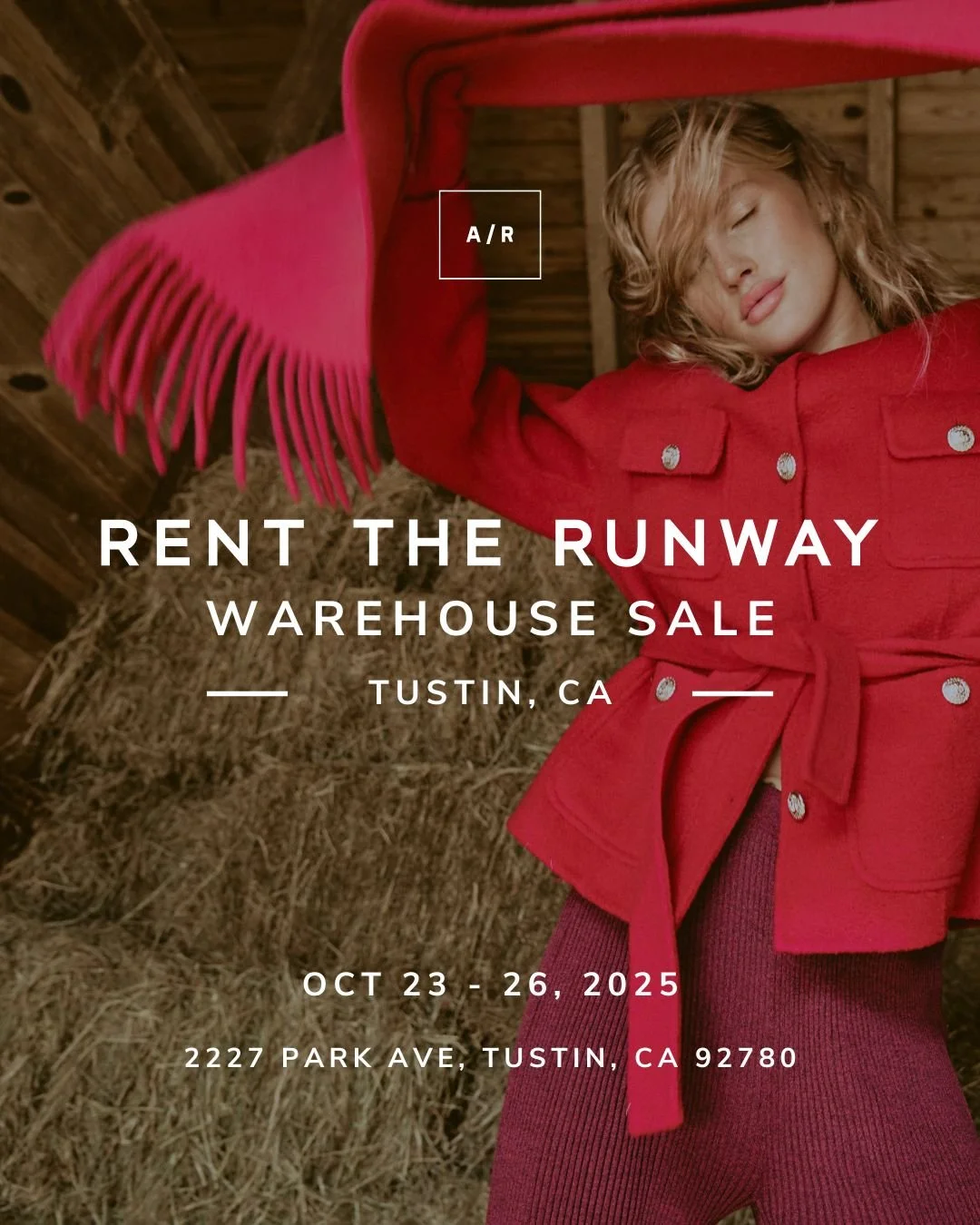 The official Rent The Runway Warehouse Sale is coming to Alternative Retail in Tustin, CA! Shop up to 90% OFF retail&mdash;shop designer women's apparel at unbeatable prices. Find cocktail dresses, casual dresses, gowns, jumpsuits, tees, fashion tops