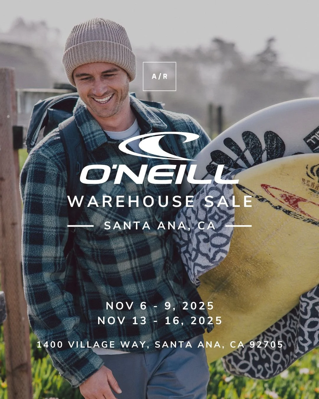 The official O'Neill Warehouse Sale is coming to Alternative Retail in Santa Ana, CA. Shop at unbeatable discounts of up to 80% OFF retail! Get ready to explore a wide selection of O'Neill items for men, women, and kids, including:

T-SHIRTS
BUTTON-U