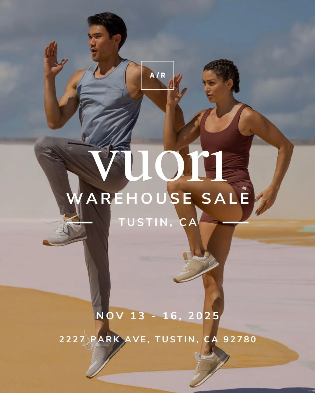 The official Vuori Warehouse Sale is coming to Alternative Retail in Tustin, CA! Vuori makes premium performance apparel inspired by the active Coastal California lifestyle; an integration of fitness, surf, sport, and art. Breaking down the boundarie