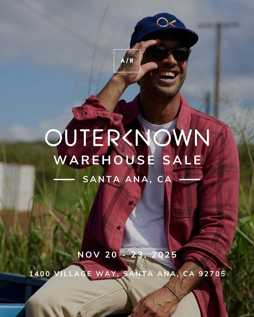 Stop by Outerknown's Warehouse Sale coming to Alternative Retail in Santa Ana, CA! Treat yourself to timeless, sustainable style at up to 70% OFF.

Shop items including blanket shirts, jackets, button-ups, pants, beanies, and more men's and women's f