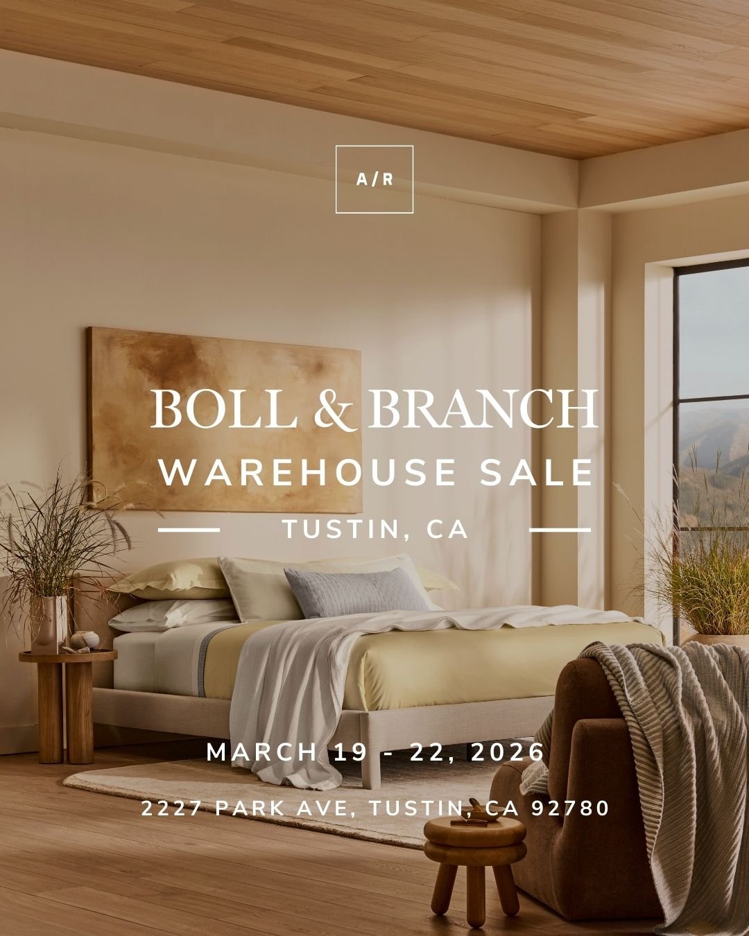 The Boll &amp; Branch Warehouse Sale is coming to Alternative Retail in Tustin, CA. Shop up to 70% OFF retail on premium home essentials.

Experience softness beyond your wildest dreams with the finest 100% organic cotton sheets, duvets, blankets, ba